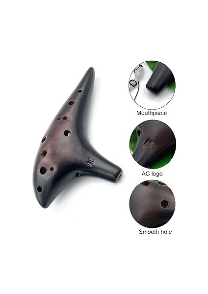Ocarina 12 Delikli Alto C Hasır Füme Seramik Piccolo, Songbook Boyun Askılı Çanta ile Yetişkinler Için Müzik Aleti fırsatları