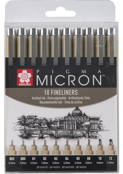 Pigma Micron Teknik Çizim Kalem Seti 10'lu