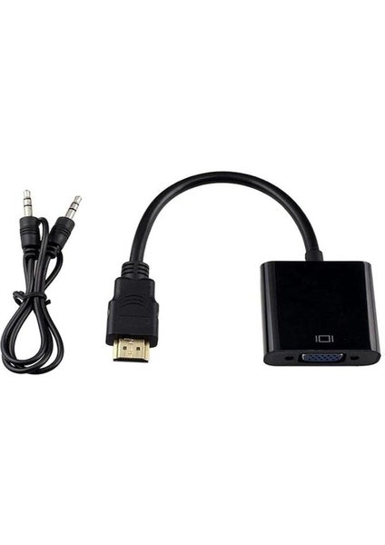 HDMI To VGA Dönüştürücü + Ses Kablosu Siyah