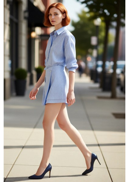 Kadın Bordo Çizgili Gömlek Elbise Mini Boy Rahat Dokuma Kumaş Düğmeli Detaylı Ilkbahar Sonbahar fırsatları