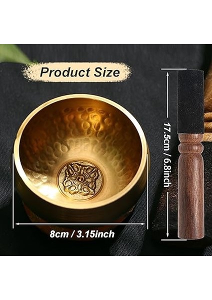 Tibet Ses Çanağı Seti, Çap 8 Cm, Meditasyon ve Rahatlama Için Küçük, Ses Çanağı, Ahşap Tokmak, Ses Kasesi Yastığı ve Tütsü Kabı, Yoga, Meditasyon ve Rahatlama Için modelleri