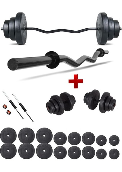 Z Bar Dambıl Seti ve Fitness Ağırlık Seti 105 kg
