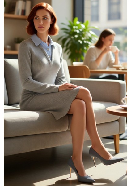 Şık Kadın Renk Bloklu Gömlek Yaka Detaylı Uzun Kollu Triko Mini Elbise Kış Kombinleri Için Ideal fırsatları