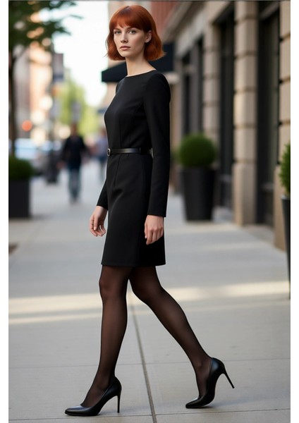 Kadın Kayık Yaka Uzun Kollu Kemer Detaylı A Kesim Dokuma Mini Elbise Şık Ilkbahar Sonbahar Giysi fırsatları