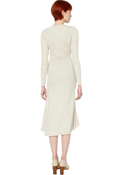 Kadınlar Için Akrilik Triko Midi Elbise Bisiklet Yaka Uzun Kollu Düz Desen Günlük Şık Tasarım fırsatları