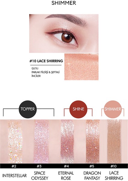 Parlak Sedefli Glitter Likit Göz Farı Glitter Prism Liquid Eyeshadow Shimmer (No.10 Lace Shirring)