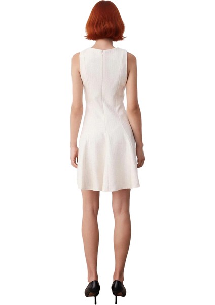 Kadın Skater Kalıp Bisiklet Yaka Tüvit Dokuma Düz Mini Elbise Şık Gündüz Gece Kullanım Kış Sezonu fırsatları