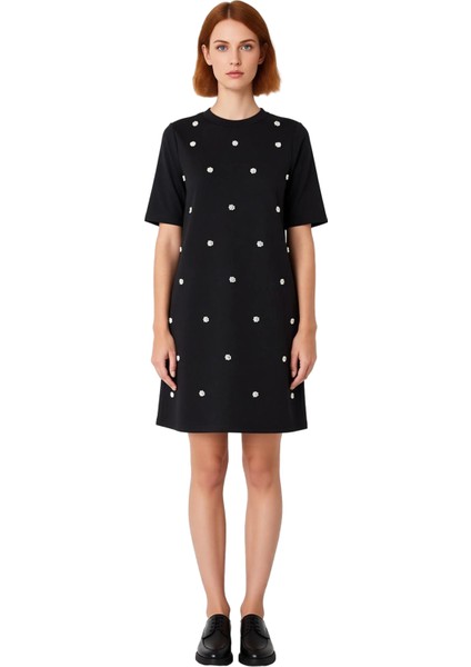 Kadın Günlük Kullanım Için A Line Kısa Kol Örme Elbise Inci Detaylarıyla Modern Şıklık Kaliteli fiyatları