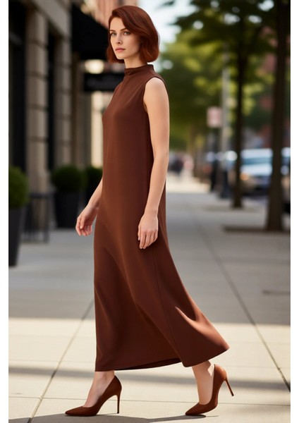 Kadınlar Için Düz Dalgıç Kolsuz Maxi Shift Elbise Modern ve Rahat Şıklık Sunarak Konfor Verir