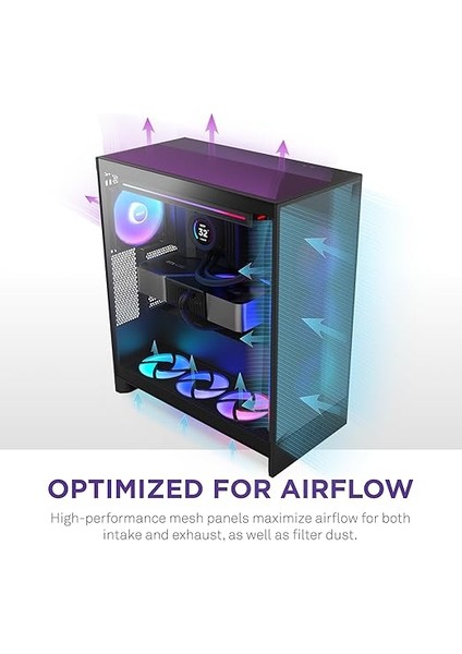 H7 Flow Rgb | Rgb Fanlı Orta Kule Atx Hava Akışı Muhafazası | Doğrudan Gpu Soğutma Için Zeminde Fan Destekler | 360 mm Rgb Tek Çerçeveli Fan | Kablo Yönetimi | Siyah fırsatları