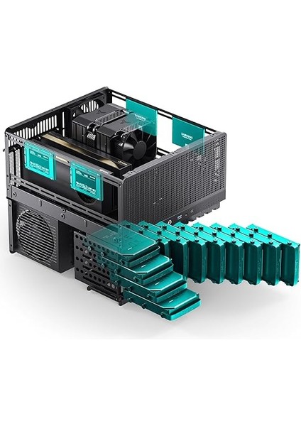 N5 Nas Pc Kasası, E-Atx, 12HDD+4SSD Sürücü Yuvası Gpu Hp Host, Maks. 4 Gpu, E-Atx (330MM) Mb/atx Psu Destekleri, 3 Fanlı Dahili, 8 Yuvalı Pcı, Katı Ahşap Kaplama Bilgisayar Kasası, Ana Sayfa fırsatları