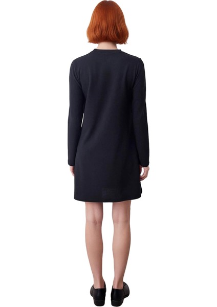 Kadın Shift Kalıp Uzun Kollu Taş Detaylı Bisiklet Yaka Örme Mini Elbise Şık Kışlık Kombinler Için fırsatları