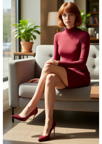 Kadın Bodycon Fitilli Dik Yaka Uzun Kol Düğme Detaylı Mini Örme Elbise Şık ve Konforlu Kaliteli fiyatları