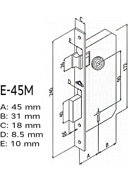 Hok E-45M Ekstra Gömme Kilit Iç Kapı Kilidi Oval Köşeli 45 mm fiyatları