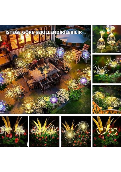 2'li 50 Tel Güneş Enerjili Bahçe Aydınlatması Solar Bahçe Dekorasyon Direk Aydınlatma Kazıklı Aydınlatma Dış Bahçeler Için Yol Aydınlatması modelleri