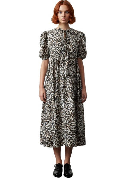 Kadın Animal Desenli Çok Renkli Viskoz Kumaş A Kesim Maxi Boy Günlük Elbise Kaliteli Şık Rahat modelleri