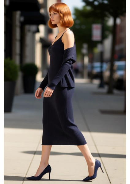 Kadın Bodycon Triko Maxi Hırka Elbise Seti Ince Kumaş Rahat Şık Günlük Kombinler Sunar Kaliteli