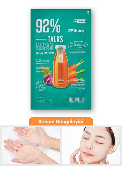 Sebum Dengeleyici Vegan Maske Talks Vegan Squeeze Sheet Mask (Sos Relaxer)