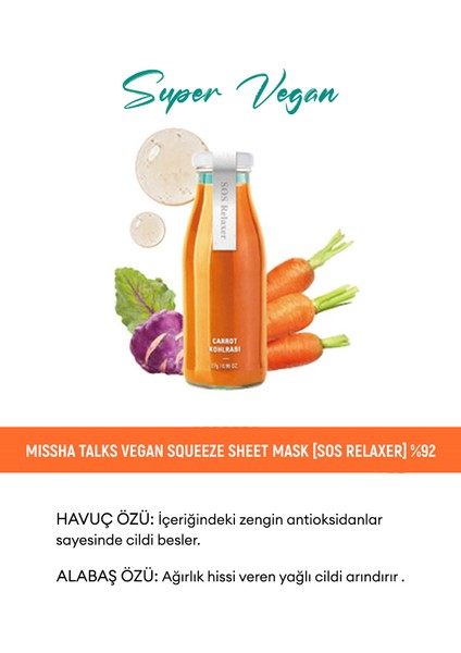 Sebum Dengeleyici Vegan Maske Talks Vegan Squeeze Sheet Mask (Sos Relaxer)