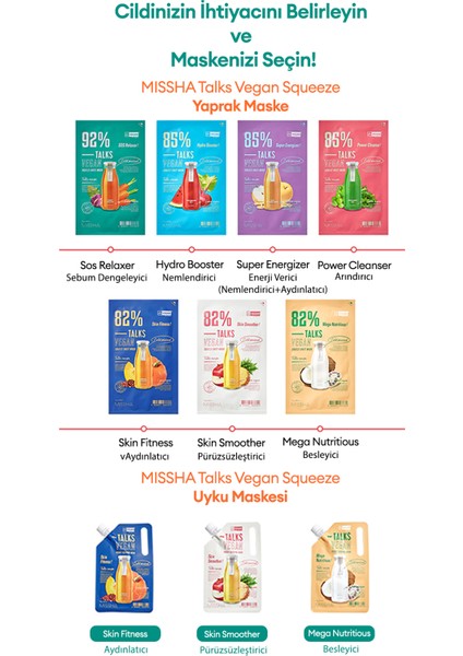 Sebum Dengeleyici Vegan Maske Talks Vegan Squeeze Sheet Mask (Sos Relaxer)