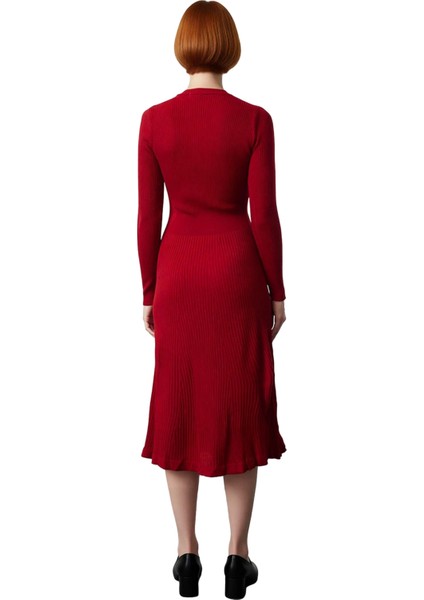 Kadınlar Için Akrilik Triko Midi Elbise Bisiklet Yaka Uzun Kollu Düz Desen Günlük Şık Tasarım fırsatları