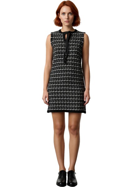 Kadın Kahverengi Dokulu Shift Kalıp Kolsuz Mini Triko Elbise Kış ve Sonbahar Şıklığı Için Ideal modelleri