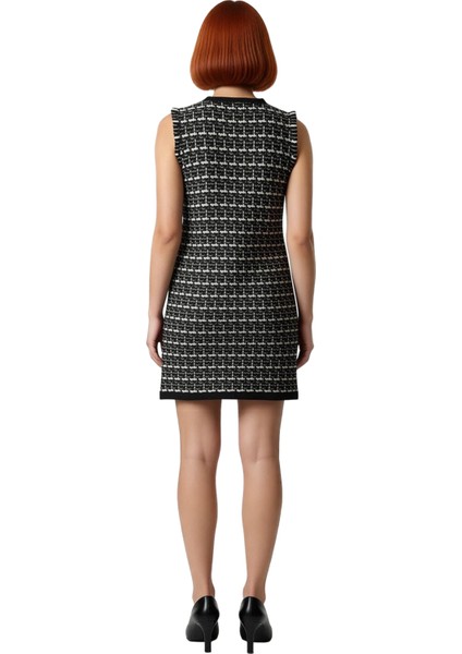 Kadın Kahverengi Dokulu Shift Kalıp Kolsuz Mini Triko Elbise Kış ve Sonbahar Şıklığı Için Ideal fırsatları