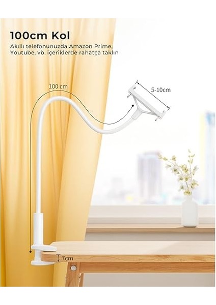 Saiji Datura Is 100CM Akrobat Flexible Ayarlanabilir Telefon Tablet Tutucu Beyaz indirimleri