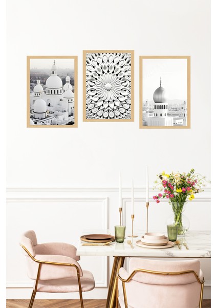 🕌 Islami Mimari ve Geometrik Sanat Temalı 3'lü Tablo Seti – Modern Çerçeve Görünümlü 🖼️🌟 CRVS1216 13 x 17 fırsatları