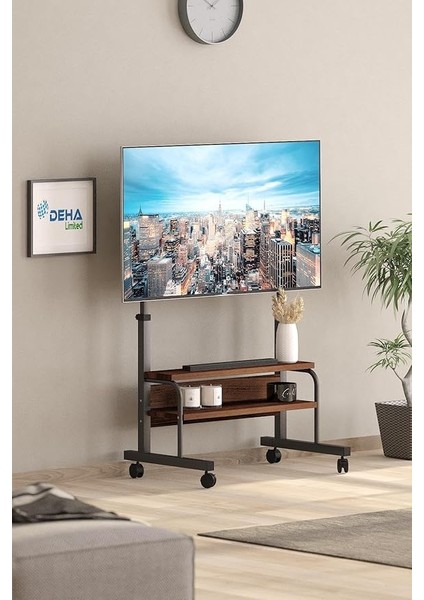 Tekerlekli Yükseklik Ayarlı Tv Duvar Paneli Tv Standı Konsol Hareketli Televizyon Ünitesi