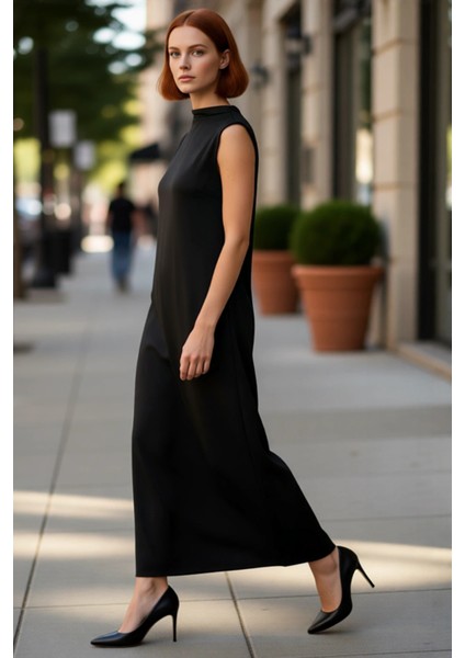 Kadınlar Için Düz Dalgıç Kolsuz Maxi Shift Elbise Modern ve Rahat Şıklık Sunarak Konfor Verir