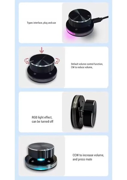 USB Ses Kontrol Düğmesi, Android System Pc Için Rgb Işığı ile Multimedya Tip C Harici Ortam Ayarlama Denetleyicisi Takın ve Oynatın USB To Type-C Kablolu Gc-91 fırsatları