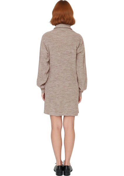 Kadın Balıkçı Yaka Shift Kalıp Akrilik Triko Kazak Elbise Uzun Kollu Kışlık Rahat Şık Tasarım fırsatları