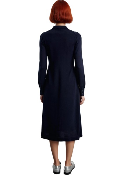 Kadın Triko Midi Polo Yaka Uzun Kollu Şık Shift Kalıp Elbise Casual ve Konforlu Günlük Kullanım Için fırsatları