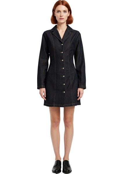 Kadın Günlük Kombinler Için Standart Kollu A Line Mini Denim Elbise Rigid Dokuma Kaliteli Şık fiyatları