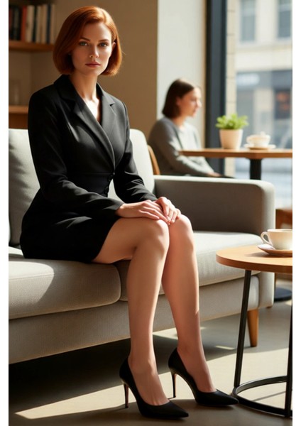 Kadın Kruvaze Ceket Yaka Mini Elbise Dokuma Kumaşıyla Smart Iş Görünümü Sunar Kaliteli fiyatları