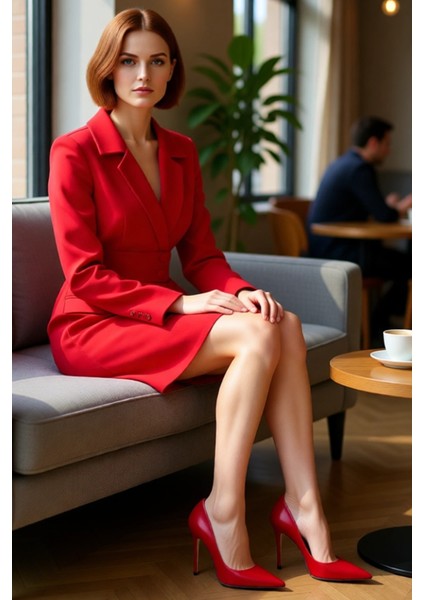 Kadın Kemerli Düğme Detaylı Ceket Yaka Uzun Kol Dokuma Mini Elbise Ofis ve Iş Hayatı Için Modern Bir fiyatları