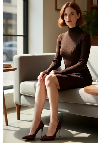 Kadın Bodycon Dik Yaka Uzun Kollu Triko Elbise Kış Sezonu Için Şık ve Rahat Günlük Giyim Seçeneği fiyatları