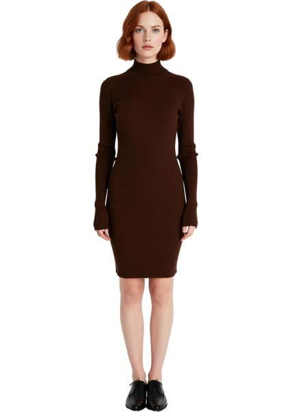 Kadın Bodycon Dik Yaka Uzun Kollu Triko Elbise Kış Sezonu Için Şık ve Rahat Günlük Giyim Seçeneği modelleri