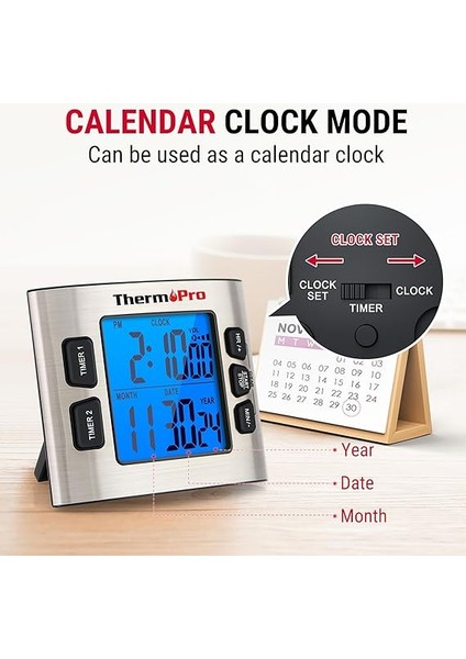 TM02 Mutfak, Spor, Ders Için Alarmlı, Işıklı, Çift Geri Sayımlı Kronometre ve Dijital Saat fırsatları