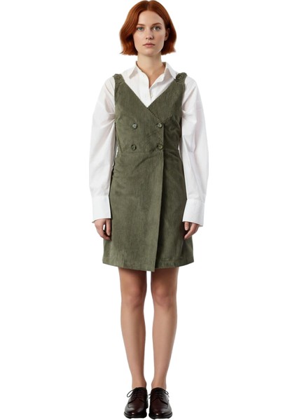 Kadın Askılı Jile Elbise Haki Renk Kadife Kumaş Düz Desen Günlük Rahat Stil Kışlık Şıklık Kaliteli modelleri