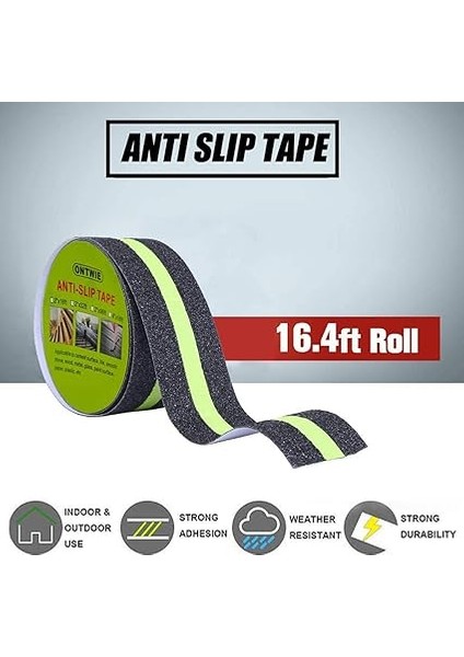 Kaymaz Yapışkan Bant, Kaymaz Güvenlik Bandı, Karanlıkta Parlayan Gelişmiş Sap ve Kaymaz Güvenlik Merdiveni, Iç ve Dış Mekan, 5 cm x 5 M indirimleri