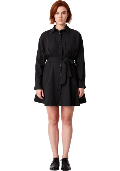 Kadın Kahverengi Düz Dokuma Gömlek Elbise Uzun Kol Mini Boy Şık ve Rahat Kış Kombinleri Için Ideal modelleri