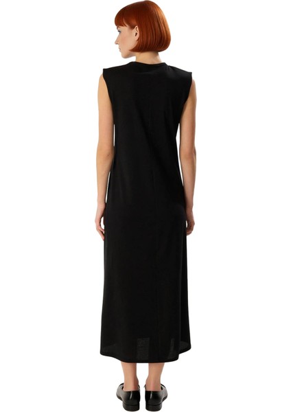 Kadın Vatka Detaylı Kolsuz A Kesim Maxi Elbise 100 Pamuk Örme Kumaş Yazlık Günlük Şık Tasarım fırsatları