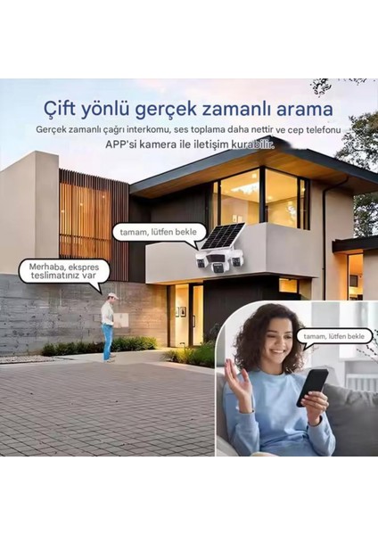 RX95G Solar Güvenlik Kamerası Türkçe 4g Sim Kartlı Ptz Hareketli Gece Görüşlü Güneş Panelli Kamera