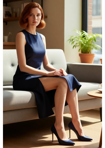 Kadın Bodycon Kesim Kolsuz Midi Denim Elbise Yırtmaç Detaylı Bisiklet Yaka Günlük Şıklık Sunar fiyatları