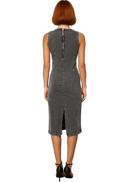 Kadın Bodycon Kesim Kolsuz Bisiklet Yaka Denim Midi Elbise Rahatlık ve Şıklığı Birleştiren Stil fırsatları