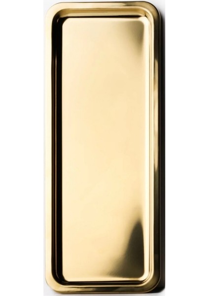 Paslanmaz Çelik Gold Renk Dikdörtgen Dar Metal Düz Sunum Tepsisi Çay Kahve Tatlı Sunum 6 Adet fırsatları