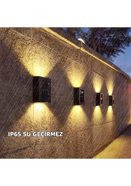 Tekli Solar Bahçe Aydınlatması Güneş Enerjili Bahçe Aydınlatması Duvar Lambası Çift Taraflı Aplik Işık LED Işık indirimleri