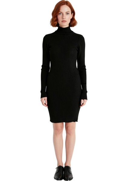 Kadın Bodycon Dik Yaka Uzun Kollu Triko Elbise Kış Sezonu Için Şık ve Rahat Günlük Giyim Seçeneği modelleri